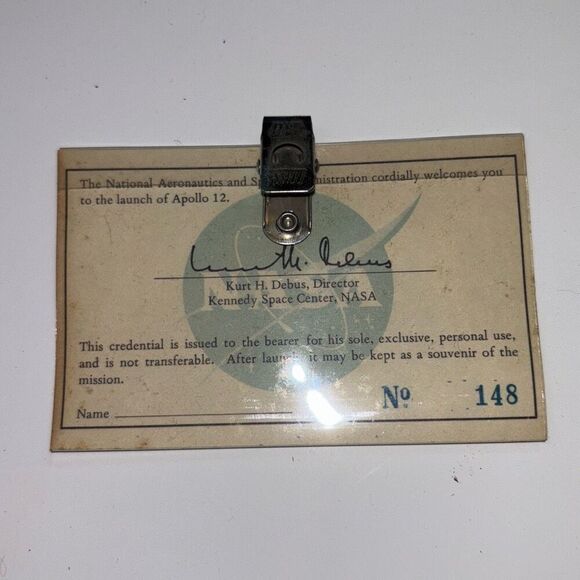 NASA Apollo XII 12 credentials Kennedy Space 1970 #148 Original Viewing pass - Picture 3 of 5